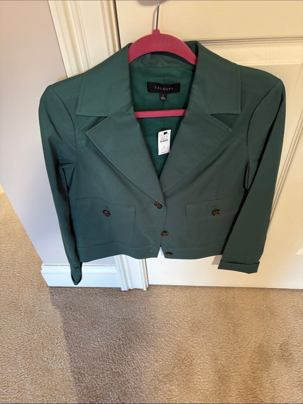 Talbots Dark Green Cropped Blazer Jacket